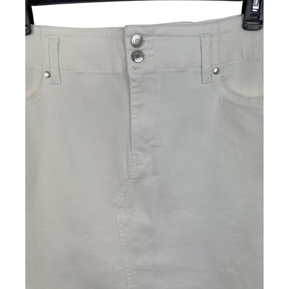Ophelia Roe Women's Size Large White Denim Jean Midi Skirt Front Slit - Picture 3 of 10